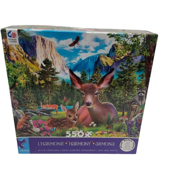 Ceaco 550-Piece Jigsaw Puzzle Harmony 24x18 in Deer Fawn Vivid Nature - Picture 1 of 2
